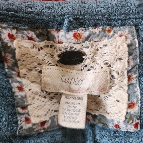 Cupio Blue Waffle Print High Low Button Front Long Sleeve Cardigan Size XL - Picture 4 of 4